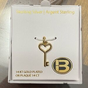 14K Gold Plated Heart Key Pendant